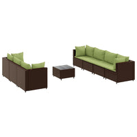 Thumbnail for 8-tlg. Garten-Lounge-Set mit Kissen Braun Poly Rattan