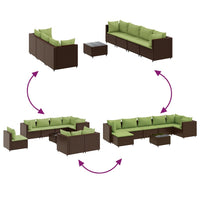 Thumbnail for 8-tlg. Garten-Lounge-Set mit Kissen Braun Poly Rattan