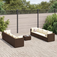 Thumbnail for 9-tlg. Garten-Lounge-Set mit Kissen Braun Poly Rattan