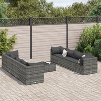 Thumbnail for 9-tlg. Garten-Lounge-Set mit Kissen Grau Poly Rattan