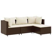 Thumbnail for 4-tlg. Garten-Lounge-Set mit Kissen Braun Poly Rattan
