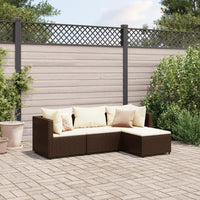 Thumbnail for 4-tlg. Garten-Lounge-Set mit Kissen Braun Poly Rattan
