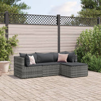 Thumbnail for 4-tlg. Garten-Lounge-Set mit Kissen Grau Poly Rattan