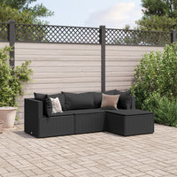 Thumbnail for 4-tlg. Garten-Lounge-Set mit Kissen Schwarz Poly Rattan