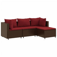 Thumbnail for 4-tlg. Garten-Lounge-Set mit Kissen Braun Poly Rattan