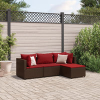 Thumbnail for 4-tlg. Garten-Lounge-Set mit Kissen Braun Poly Rattan