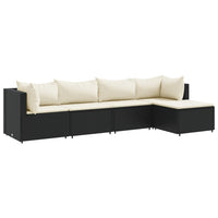 Thumbnail for 5-tlg. Garten-Lounge-Set mit Kissen Schwarz Poly Rattan
