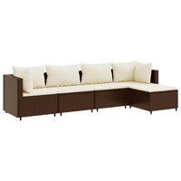 Thumbnail for 5-tlg. Garten-Lounge-Set mit Kissen Braun Poly Rattan