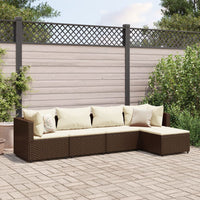 Thumbnail for 5-tlg. Garten-Lounge-Set mit Kissen Braun Poly Rattan