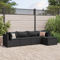 Thumbnail for 5-tlg. Garten-Lounge-Set mit Kissen Schwarz Poly Rattan