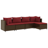 Thumbnail for 5-tlg. Garten-Lounge-Set mit Kissen Braun Poly Rattan