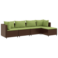 Thumbnail for 5-tlg. Garten-Lounge-Set mit Kissen Braun Poly Rattan