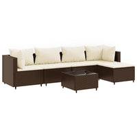 Thumbnail for 6-tlg. Garten-Lounge-Set mit Kissen Braun Poly Rattan