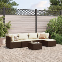 Thumbnail for 6-tlg. Garten-Lounge-Set mit Kissen Braun Poly Rattan