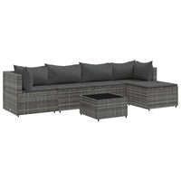 Thumbnail for 6-tlg. Garten-Lounge-Set mit Kissen Grau Poly Rattan