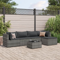 Thumbnail for 6-tlg. Garten-Lounge-Set mit Kissen Grau Poly Rattan