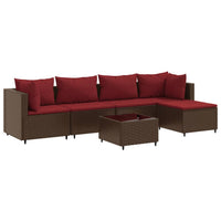 Thumbnail for 6-tlg. Garten-Lounge-Set mit Kissen Braun Poly Rattan
