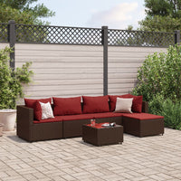 Thumbnail for 6-tlg. Garten-Lounge-Set mit Kissen Braun Poly Rattan