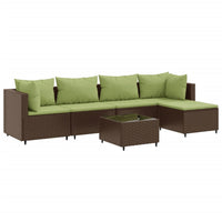 Thumbnail for 6-tlg. Garten-Lounge-Set mit Kissen Braun Poly Rattan