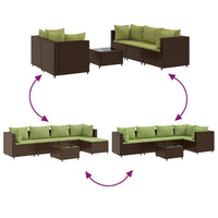 Thumbnail for 6-tlg. Garten-Lounge-Set mit Kissen Braun Poly Rattan