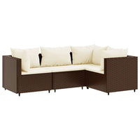 Thumbnail for 4-tlg. Garten-Lounge-Set mit Kissen Braun Poly Rattan