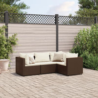 Thumbnail for 4-tlg. Garten-Lounge-Set mit Kissen Braun Poly Rattan