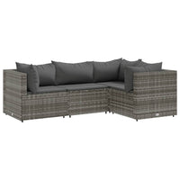 Thumbnail for 4-tlg. Garten-Lounge-Set mit Kissen Grau Poly Rattan