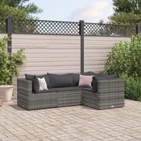 Thumbnail for 4-tlg. Garten-Lounge-Set mit Kissen Grau Poly Rattan