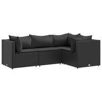 Thumbnail for 4-tlg. Garten-Lounge-Set mit Kissen Schwarz Poly Rattan