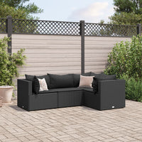 Thumbnail for 4-tlg. Garten-Lounge-Set mit Kissen Schwarz Poly Rattan
