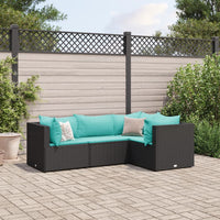 Thumbnail for 4-tlg. Garten-Lounge-Set mit Kissen Schwarz Poly Rattan