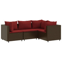 Thumbnail for 4-tlg. Garten-Lounge-Set mit Kissen Braun Poly Rattan
