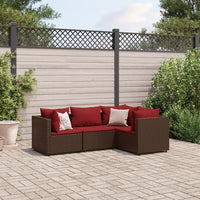 Thumbnail for 4-tlg. Garten-Lounge-Set mit Kissen Braun Poly Rattan