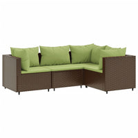 Thumbnail for 4-tlg. Garten-Lounge-Set mit Kissen Braun Poly Rattan
