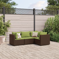 Thumbnail for 4-tlg. Garten-Lounge-Set mit Kissen Braun Poly Rattan