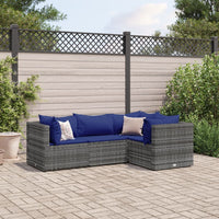 Thumbnail for 4-tlg. Garten-Lounge-Set mit Kissen Grau Poly Rattan