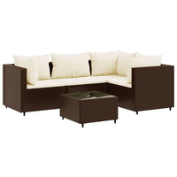 Thumbnail for 5-tlg. Garten-Lounge-Set mit Kissen Braun Poly Rattan