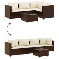 Thumbnail for 5-tlg. Garten-Lounge-Set mit Kissen Braun Poly Rattan