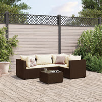 Thumbnail for 5-tlg. Garten-Lounge-Set mit Kissen Braun Poly Rattan