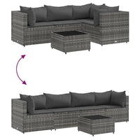 Thumbnail for 5-tlg. Garten-Lounge-Set mit Kissen Grau Poly Rattan