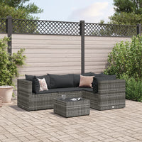 Thumbnail for 5-tlg. Garten-Lounge-Set mit Kissen Grau Poly Rattan