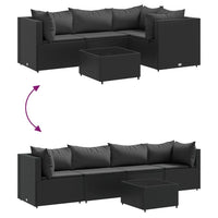 Thumbnail for 5-tlg. Garten-Lounge-Set mit Kissen Schwarz Poly Rattan