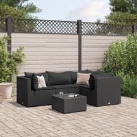 Thumbnail for 5-tlg. Garten-Lounge-Set mit Kissen Schwarz Poly Rattan