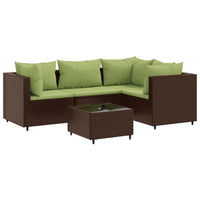 Thumbnail for 5-tlg. Garten-Lounge-Set mit Kissen Braun Poly Rattan