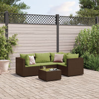 Thumbnail for 5-tlg. Garten-Lounge-Set mit Kissen Braun Poly Rattan