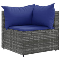 Thumbnail for 5-tlg. Garten-Lounge-Set mit Kissen Grau Poly Rattan