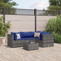 Thumbnail for 5-tlg. Garten-Lounge-Set mit Kissen Grau Poly Rattan
