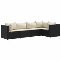 Thumbnail for 5-tlg. Garten-Lounge-Set mit Kissen Schwarz Poly Rattan