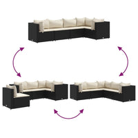 Thumbnail for 5-tlg. Garten-Lounge-Set mit Kissen Schwarz Poly Rattan