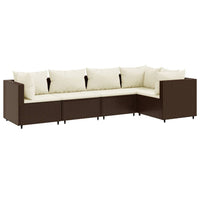 Thumbnail for 5-tlg. Garten-Lounge-Set mit Kissen Braun Poly Rattan